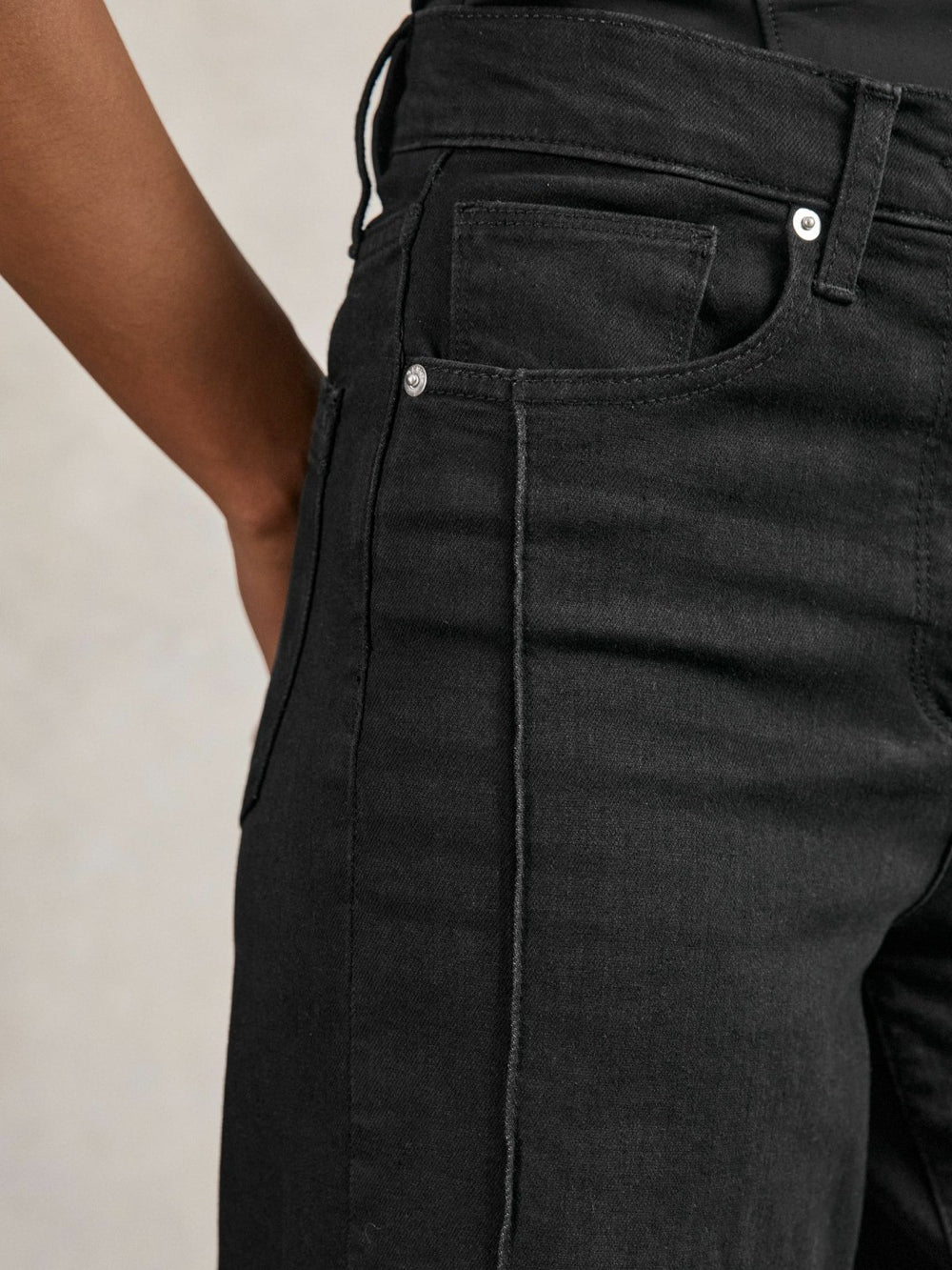 Petite Stretch-Cotton Wide-Leg Jeans Black | Womens