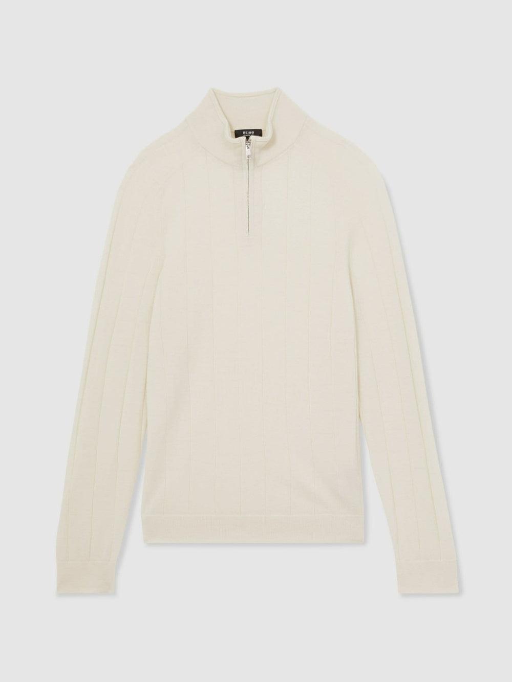 Merino Wool Wide-Rib Half-Zip Jumper Bianco | Mens