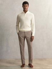 Merino Wool Wide-Rib Half-Zip Jumper Bianco | Mens