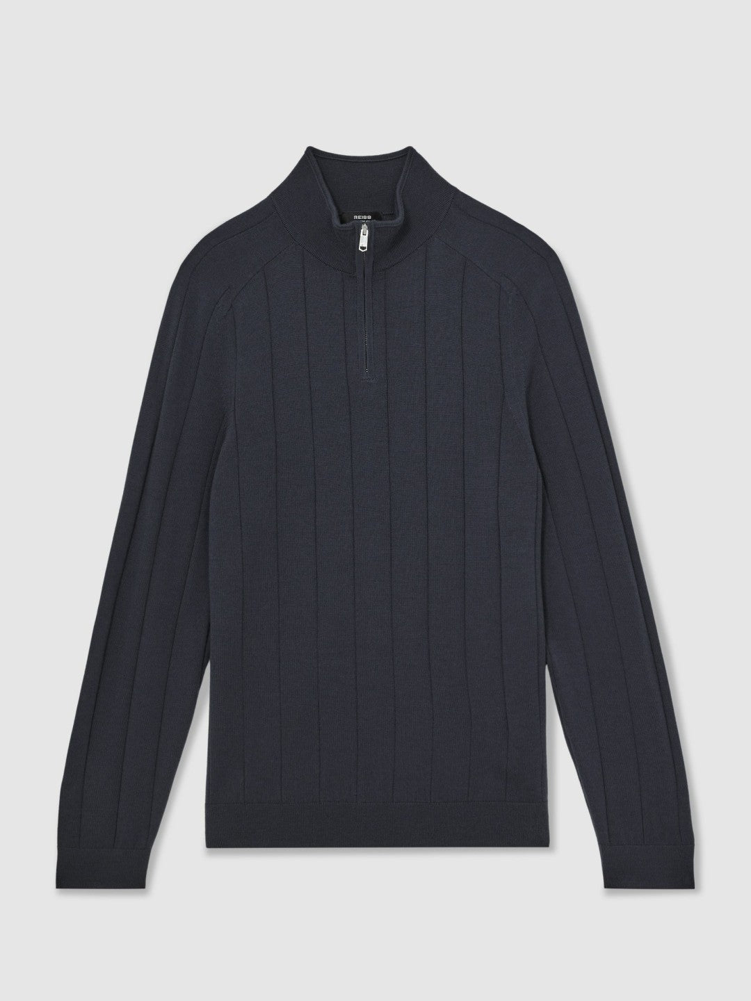Merino Wool Wide-Rib Half-Zip Jumper Airforce Blue | Mens
