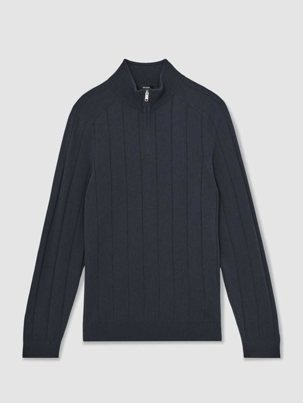 Merino Wool Wide-Rib Half-Zip Jumper Airforce Blue | Mens