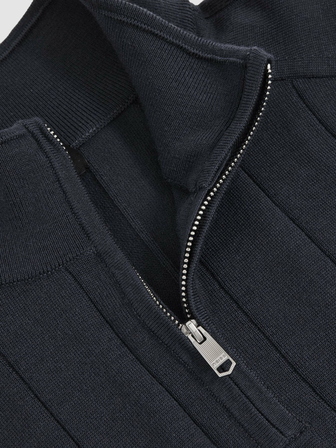 Merino Wool Wide-Rib Half-Zip Jumper Airforce Blue | Mens