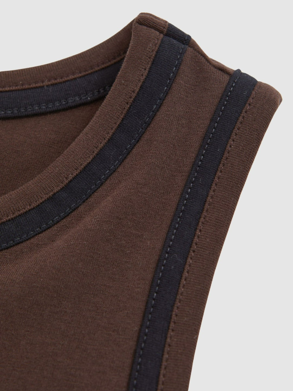 Stretch-Cotton Jersey Tipped Vest Chocolate Brown/Black | Womens