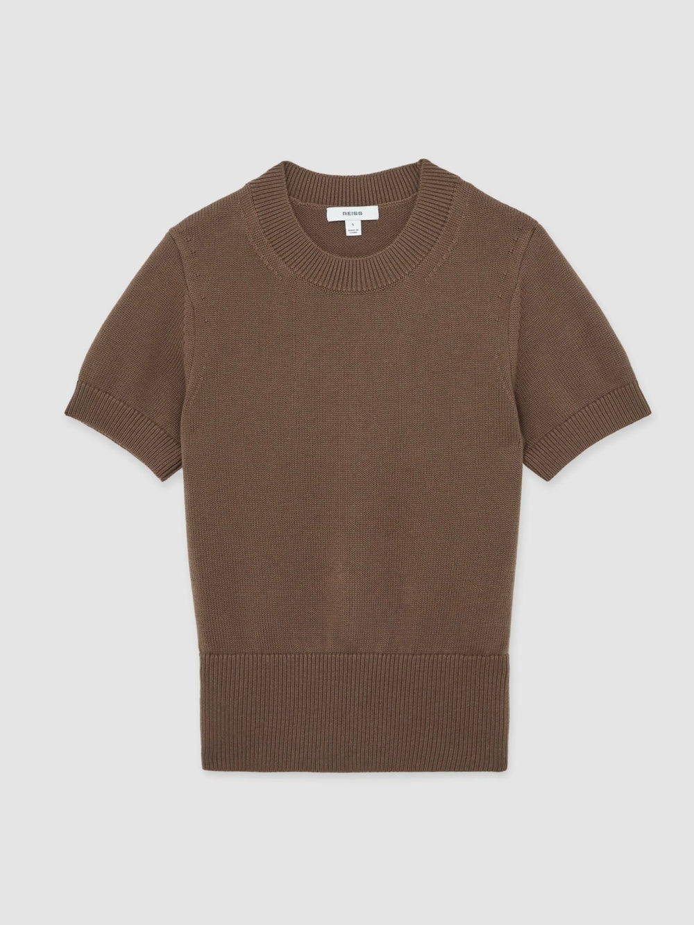 Cotton And Wool Crew-Neck Top Brown | Womens