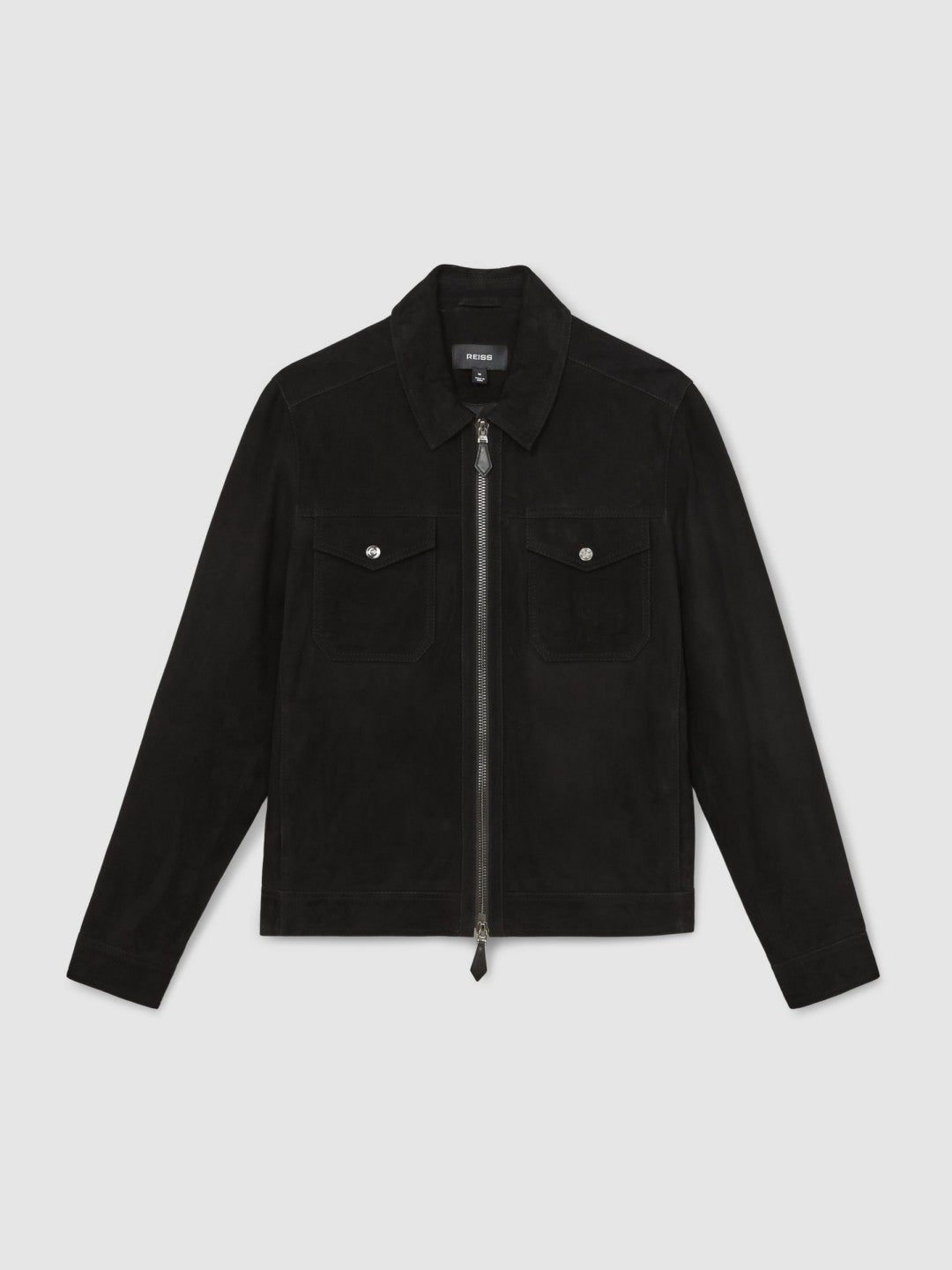 Suede Zip Through Jacket Black | Mens