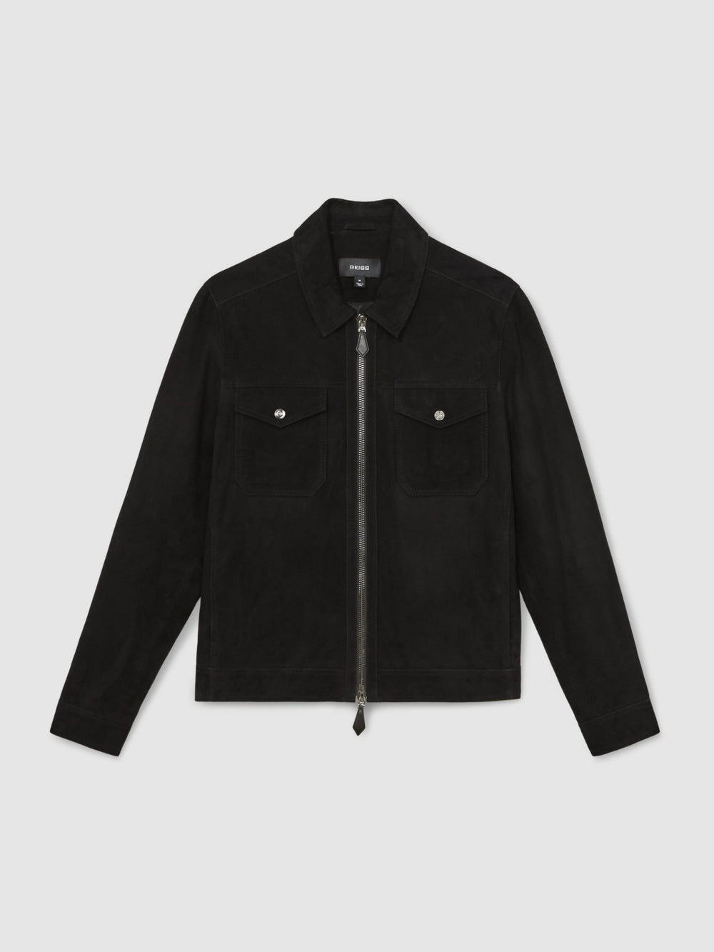 Suede Zip Through Jacket Black | Mens