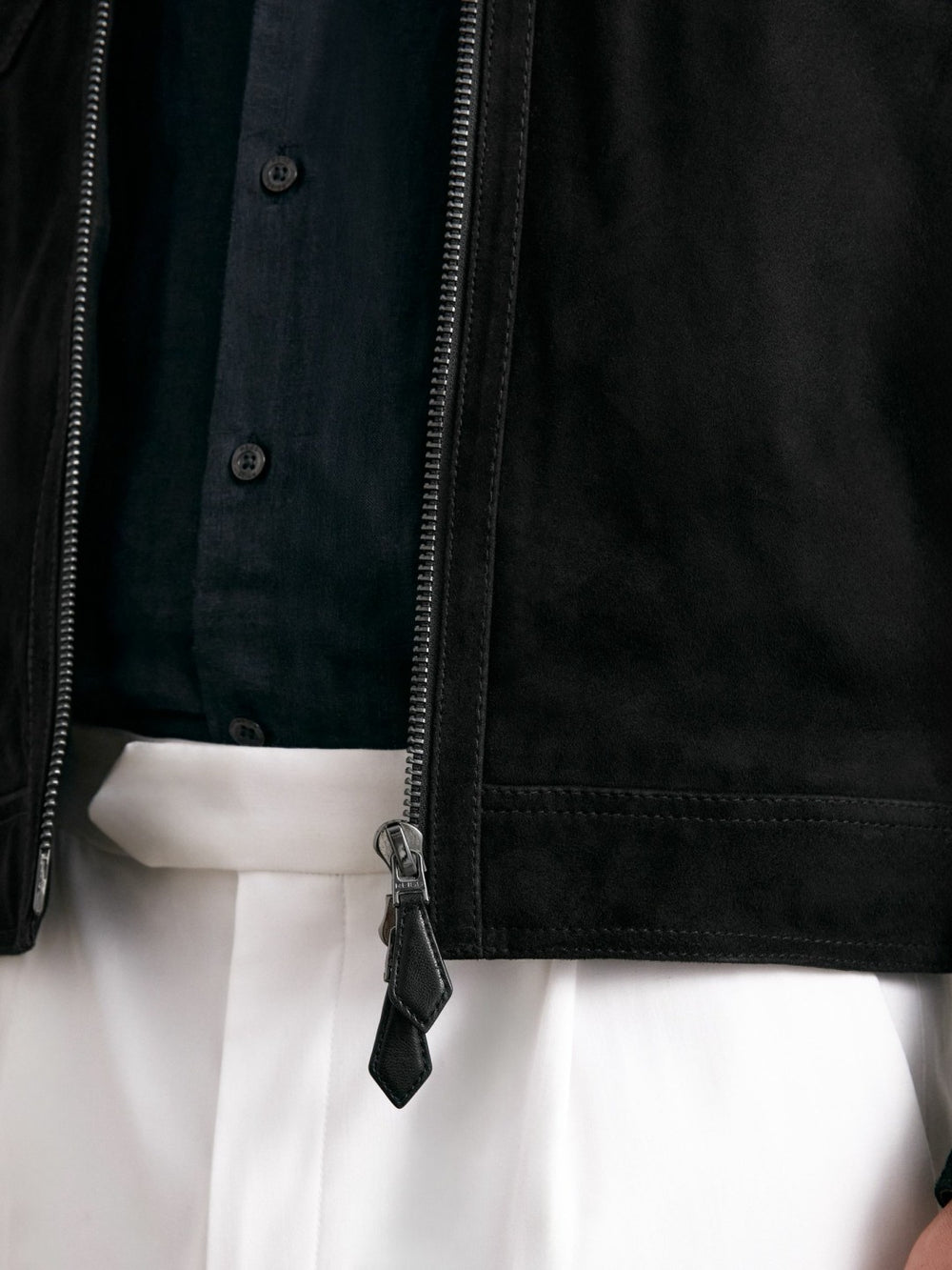 Suede Zip Through Jacket Black | Mens
