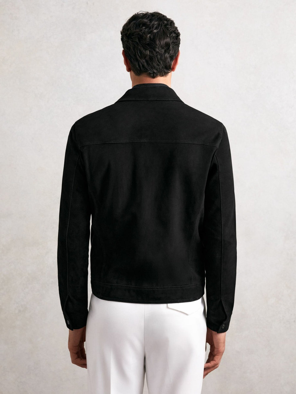 Suede Zip Through Jacket Black | Mens