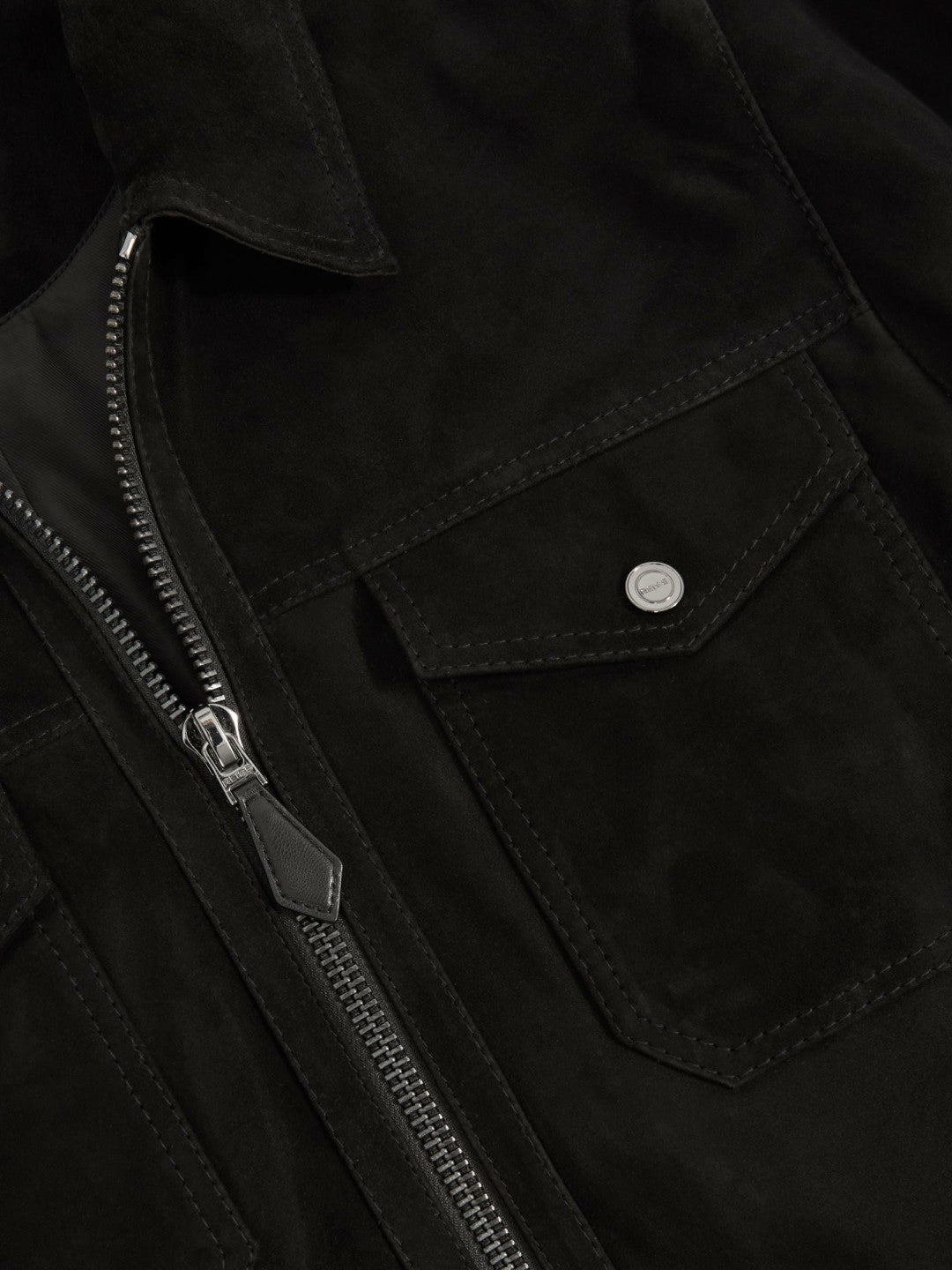 Suede Zip Through Jacket Black | Mens