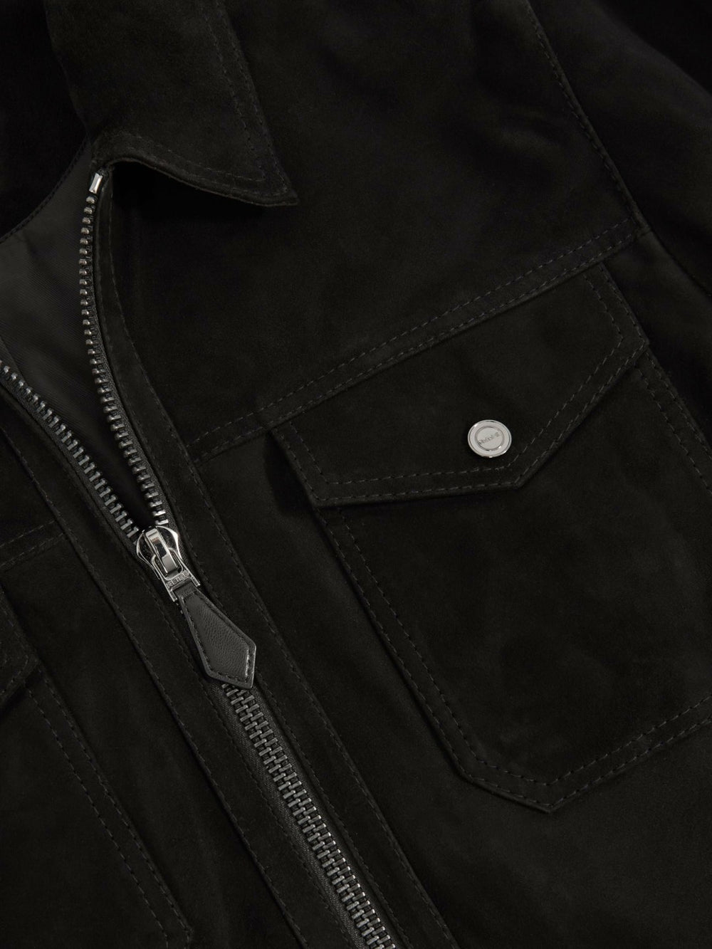 Suede Zip Through Jacket Black | Mens
