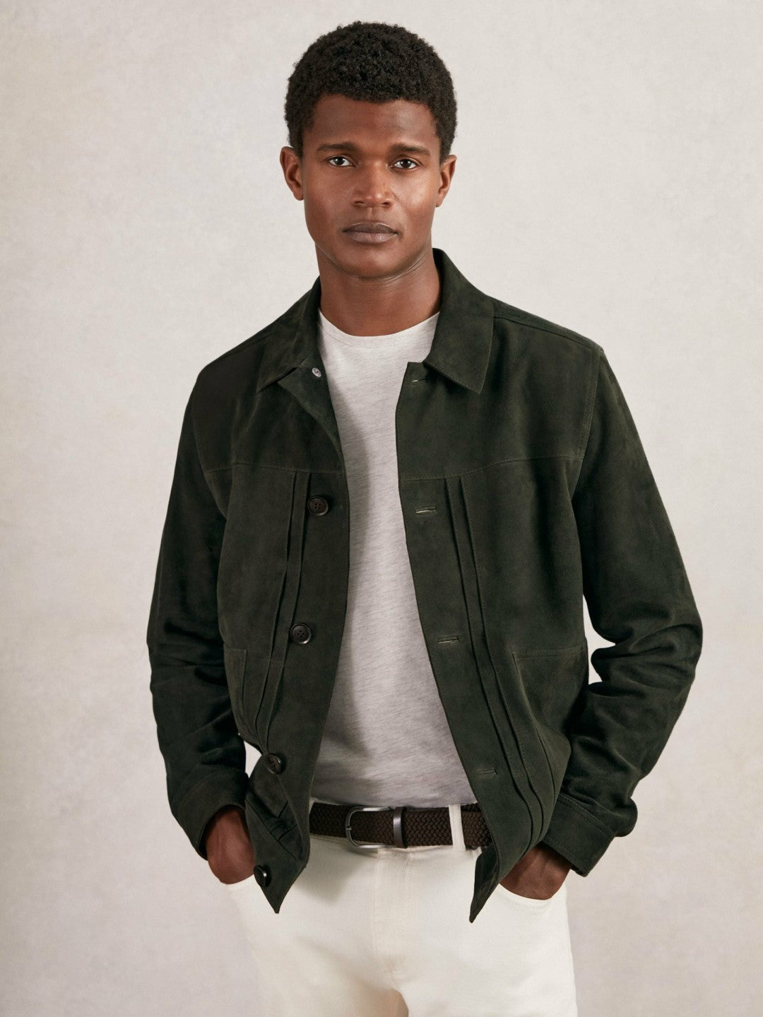 Suede Worker Jacket Dark Green | Mens