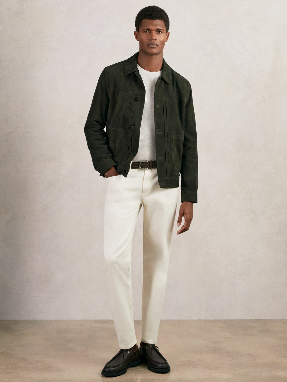 Suede Worker Jacket Dark Green | Mens