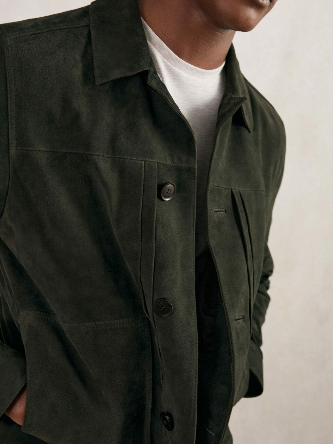 Suede Worker Jacket Dark Green | Mens