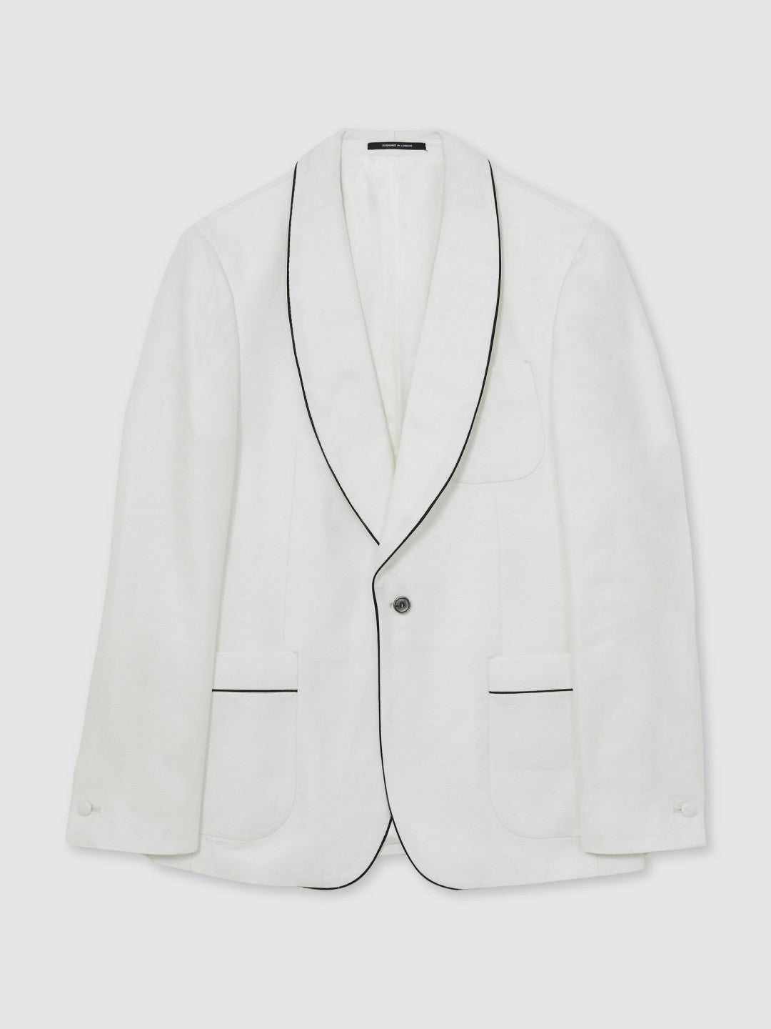 Single-Breasted Blazer with Linen Ivory White | Mens