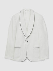 Single-Breasted Blazer with Linen Ivory White | Mens