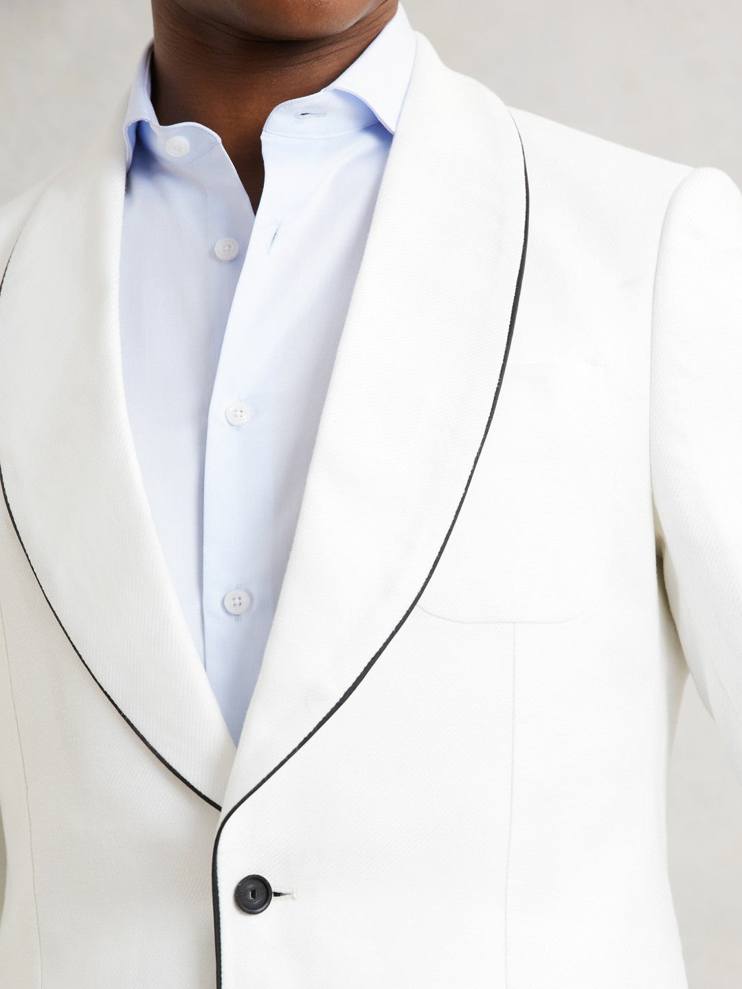 Single-Breasted Blazer with Linen Ivory White | Mens