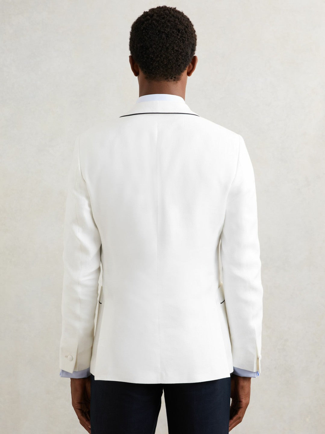 Single-Breasted Blazer with Linen Ivory White | Mens