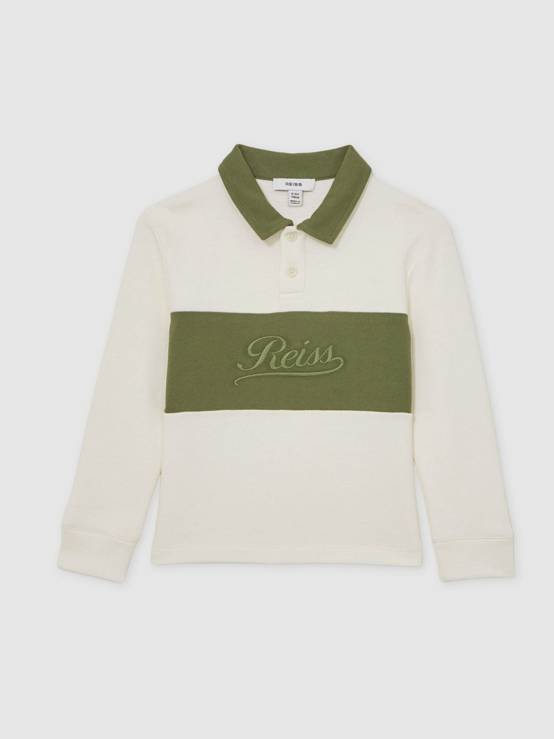 9-13 yrs Cotton Logo-Embroidery Rugby Polo Shirt Forset Green/White | Children
