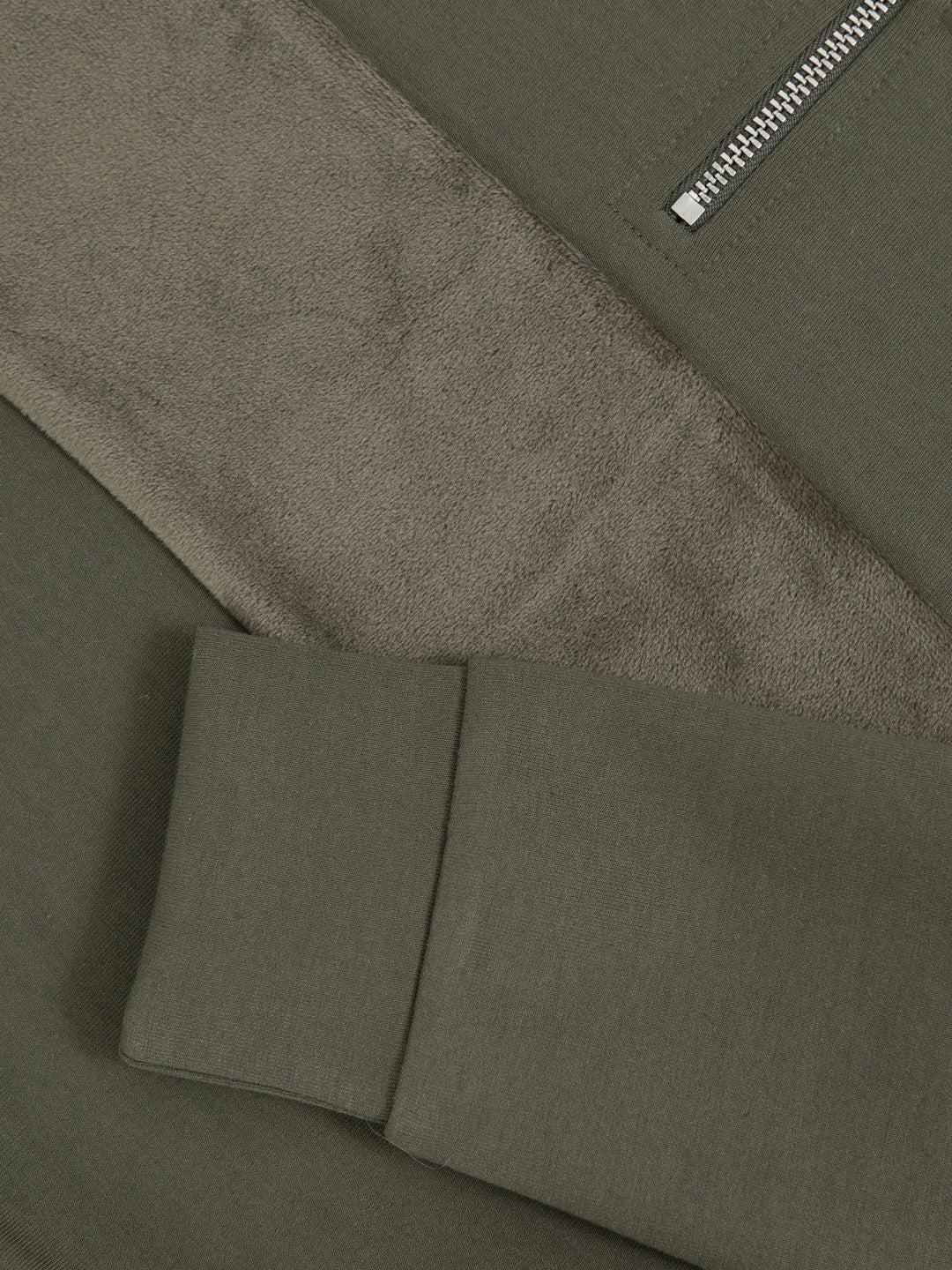 9-13 yrs Slim Fit Half-Zip Funnel Neck Velour Sweatshirt Dark Sage Green | Children