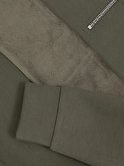 9-13 yrs Slim Fit Half-Zip Funnel Neck Velour Sweatshirt Dark Sage Green | Children