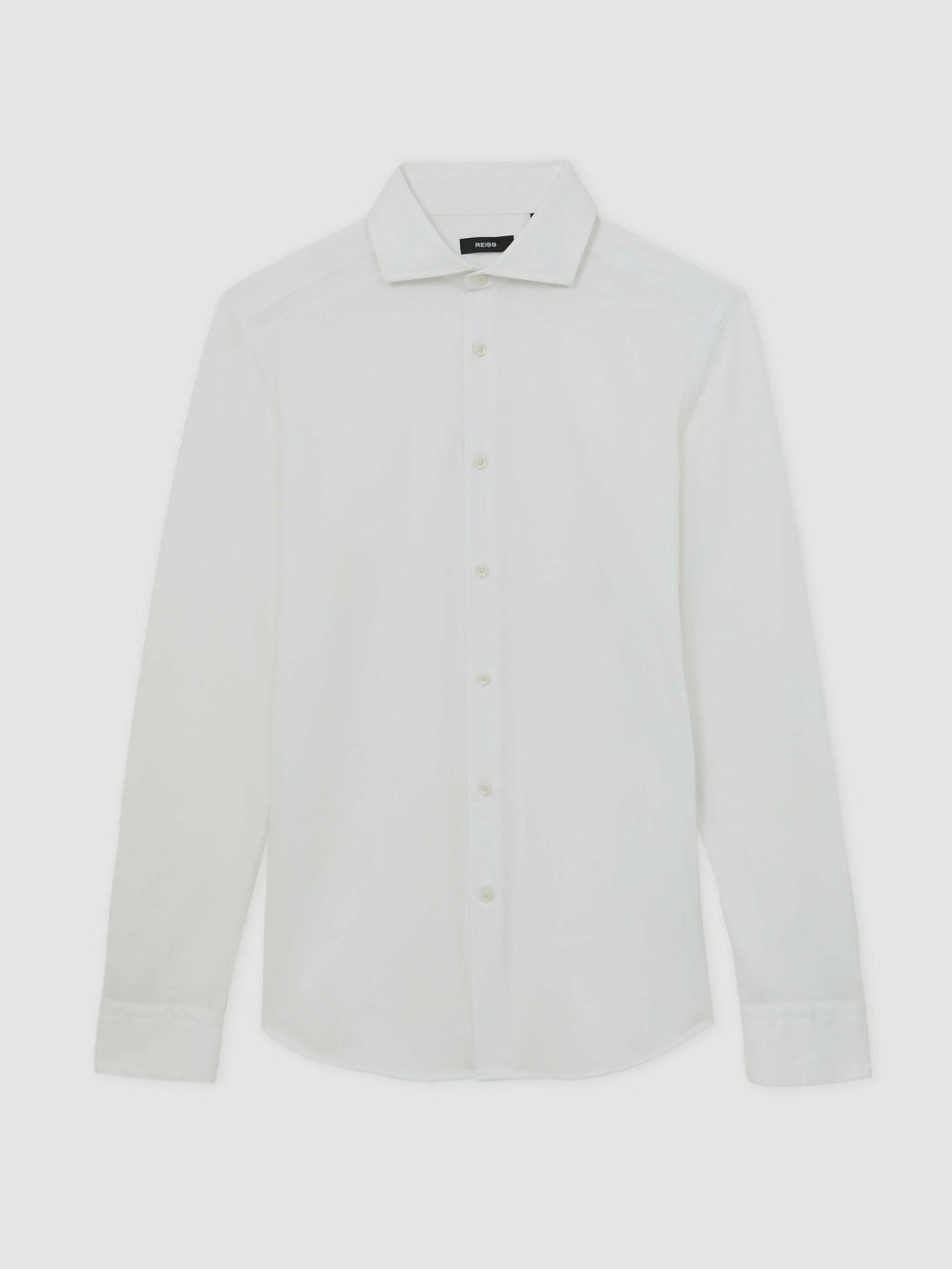 Cotton-Blend Jersey Cutaway-Collar Shirt White | Mens