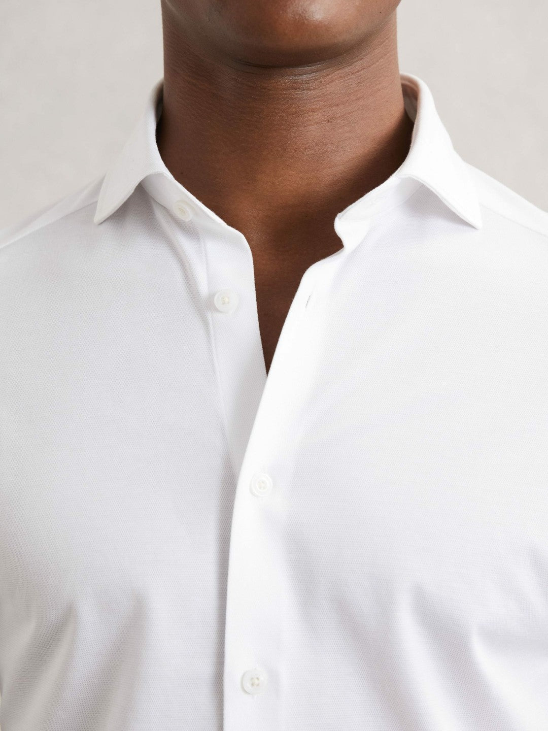 Cotton-Blend Jersey Cutaway-Collar Shirt White | Mens