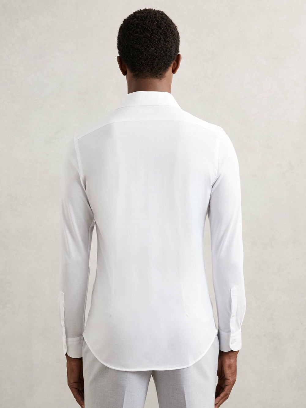 Cotton-Blend Jersey Cutaway-Collar Shirt White | Mens