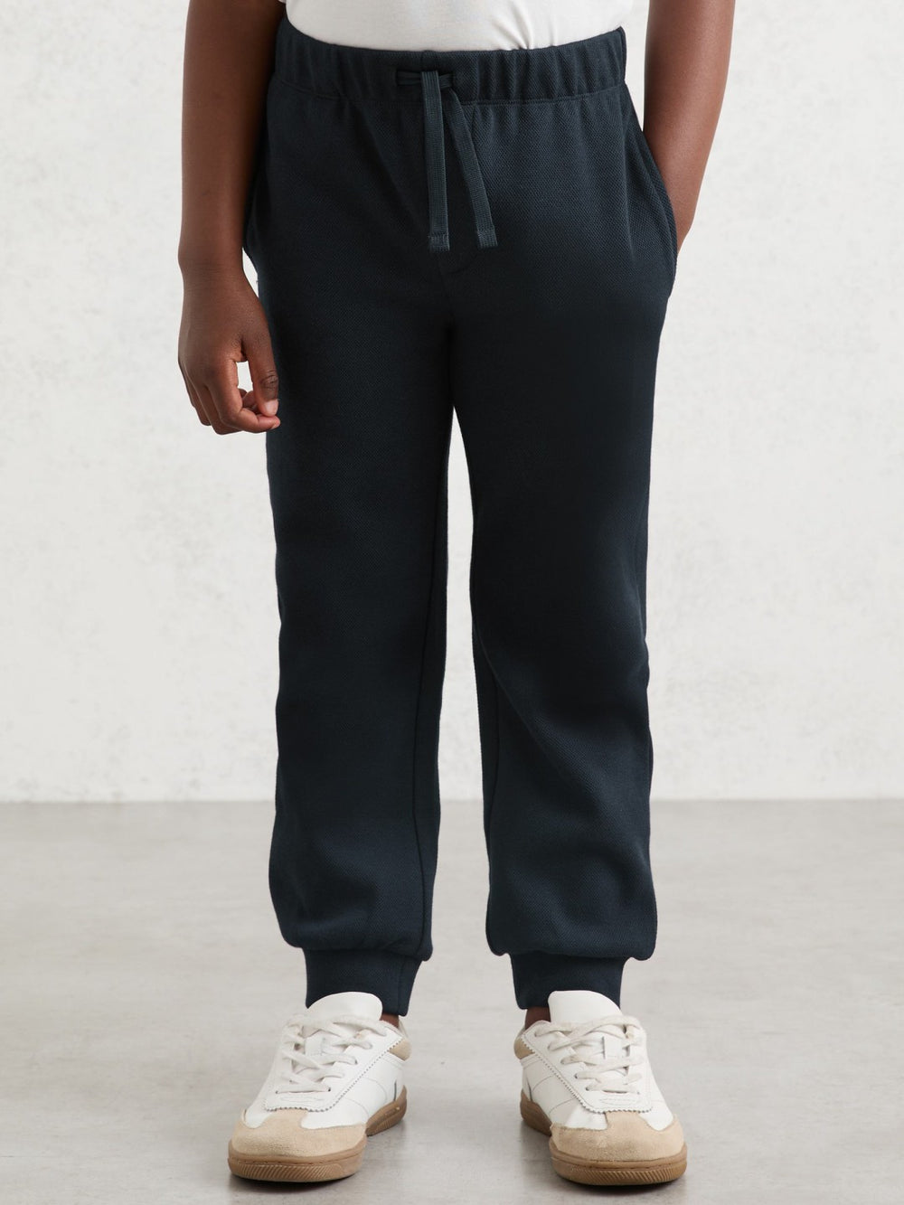 Cotton-Blend Textured Cuffed Joggers Navy | Children