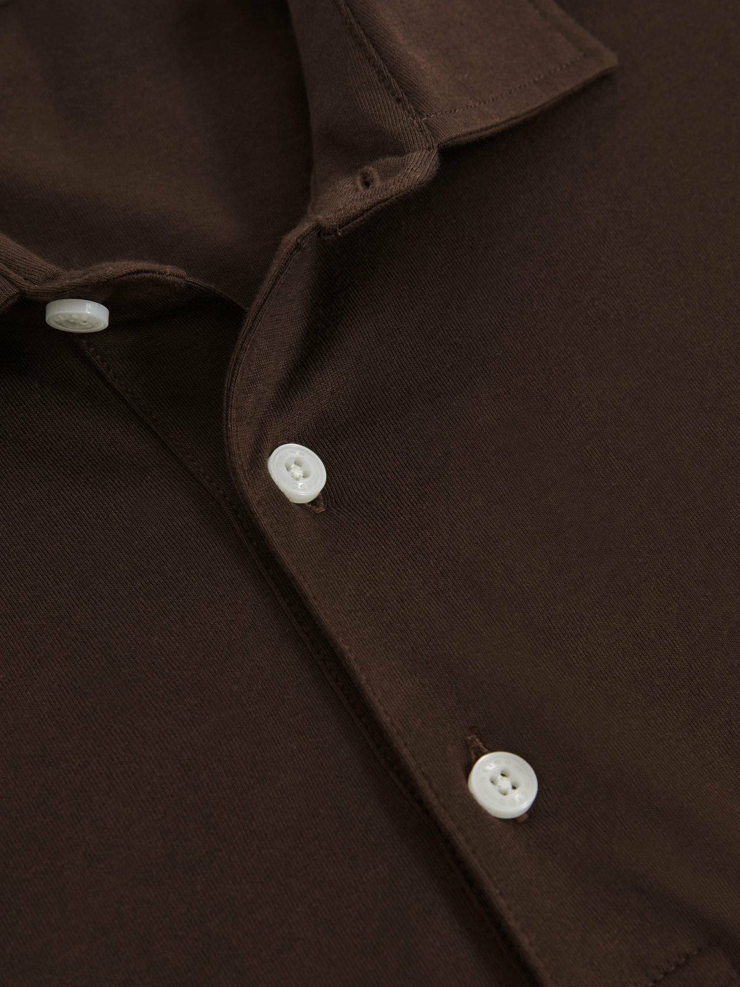 Cotton-Jersey Long Sleeve Polo Shirt Brown | Mens