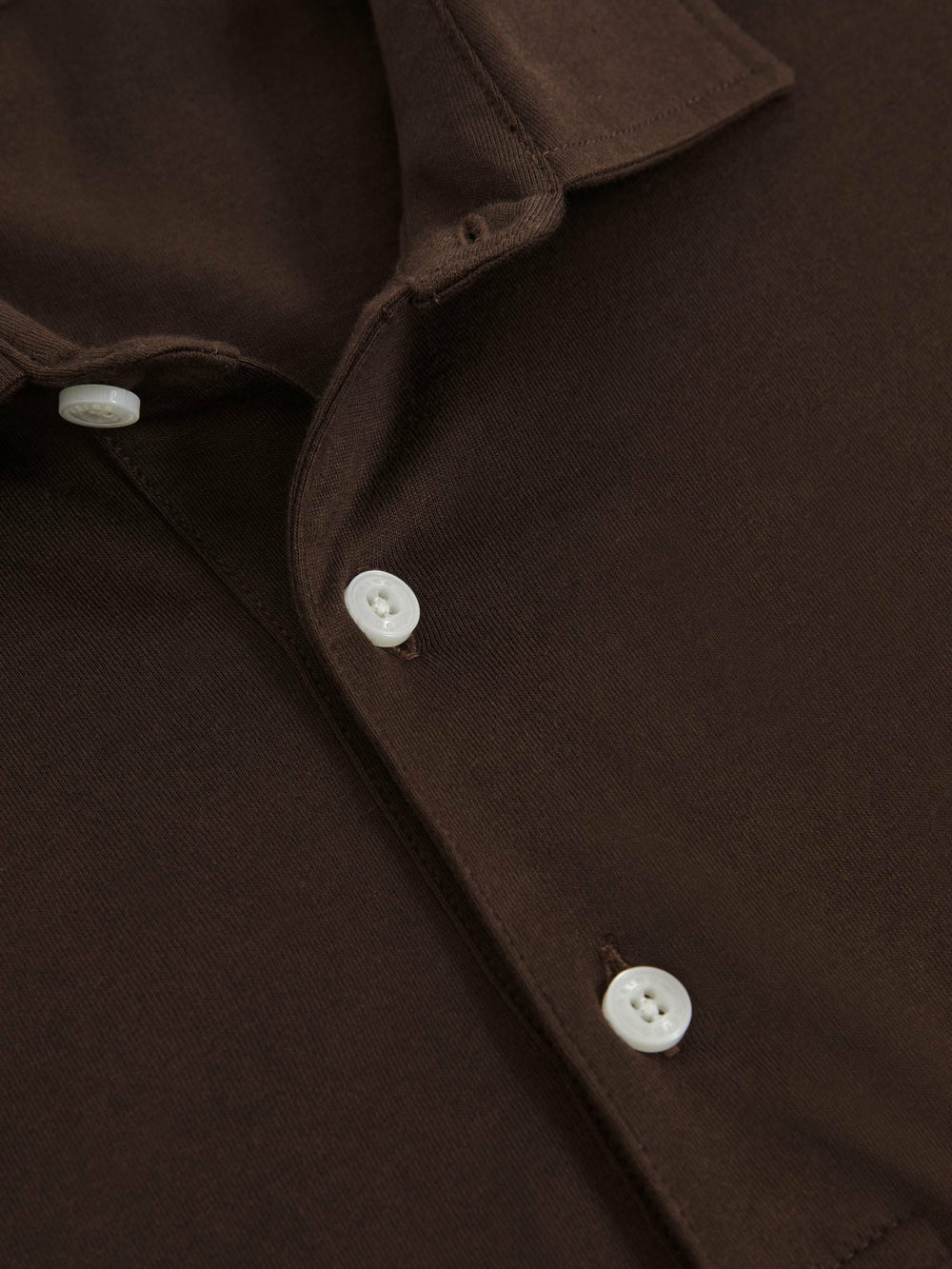 Cotton-Jersey Long Sleeve Polo Shirt Brown | Mens