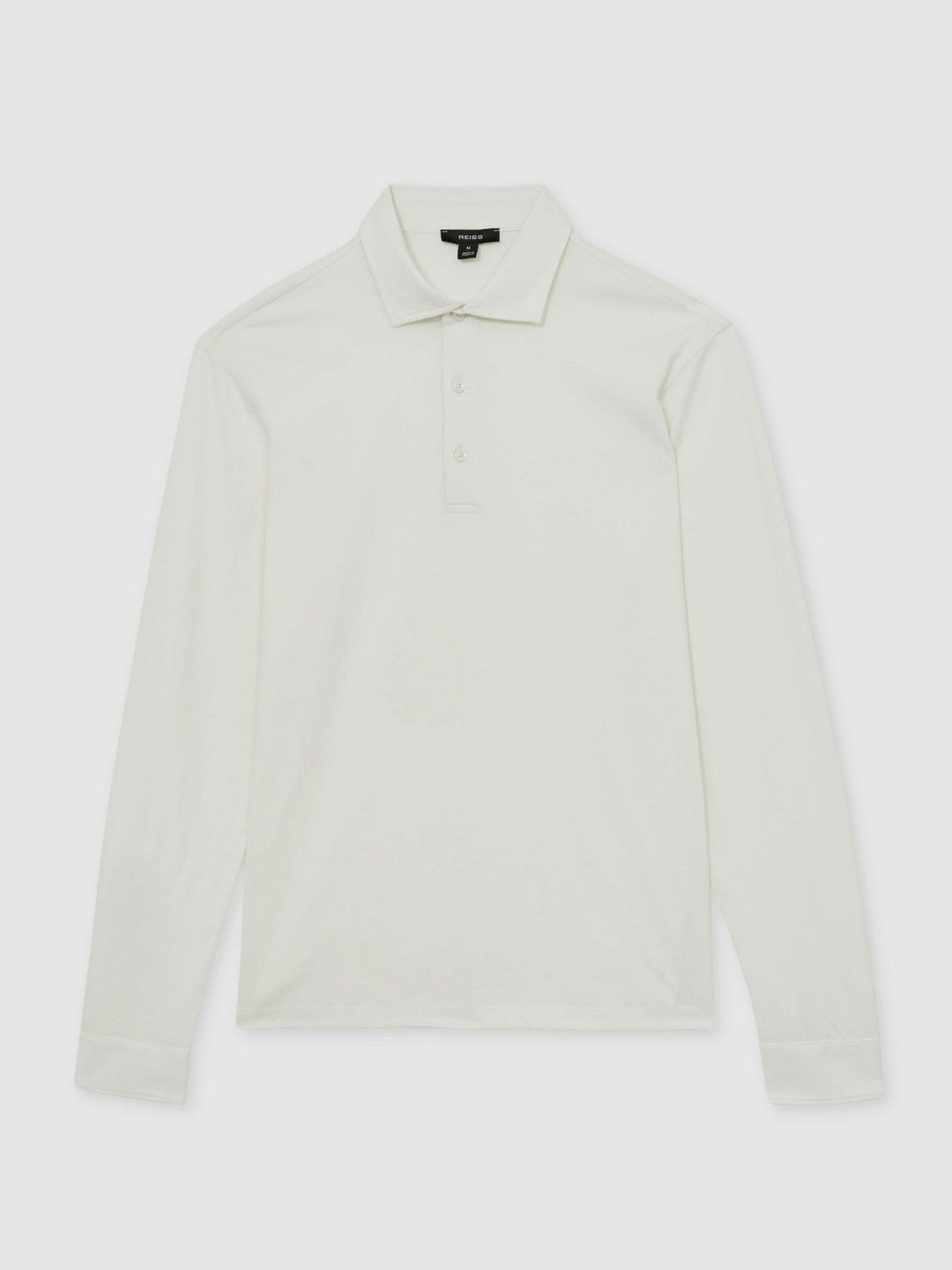 Cotton-Jersey Long Sleeve Polo Shirt White | Mens
