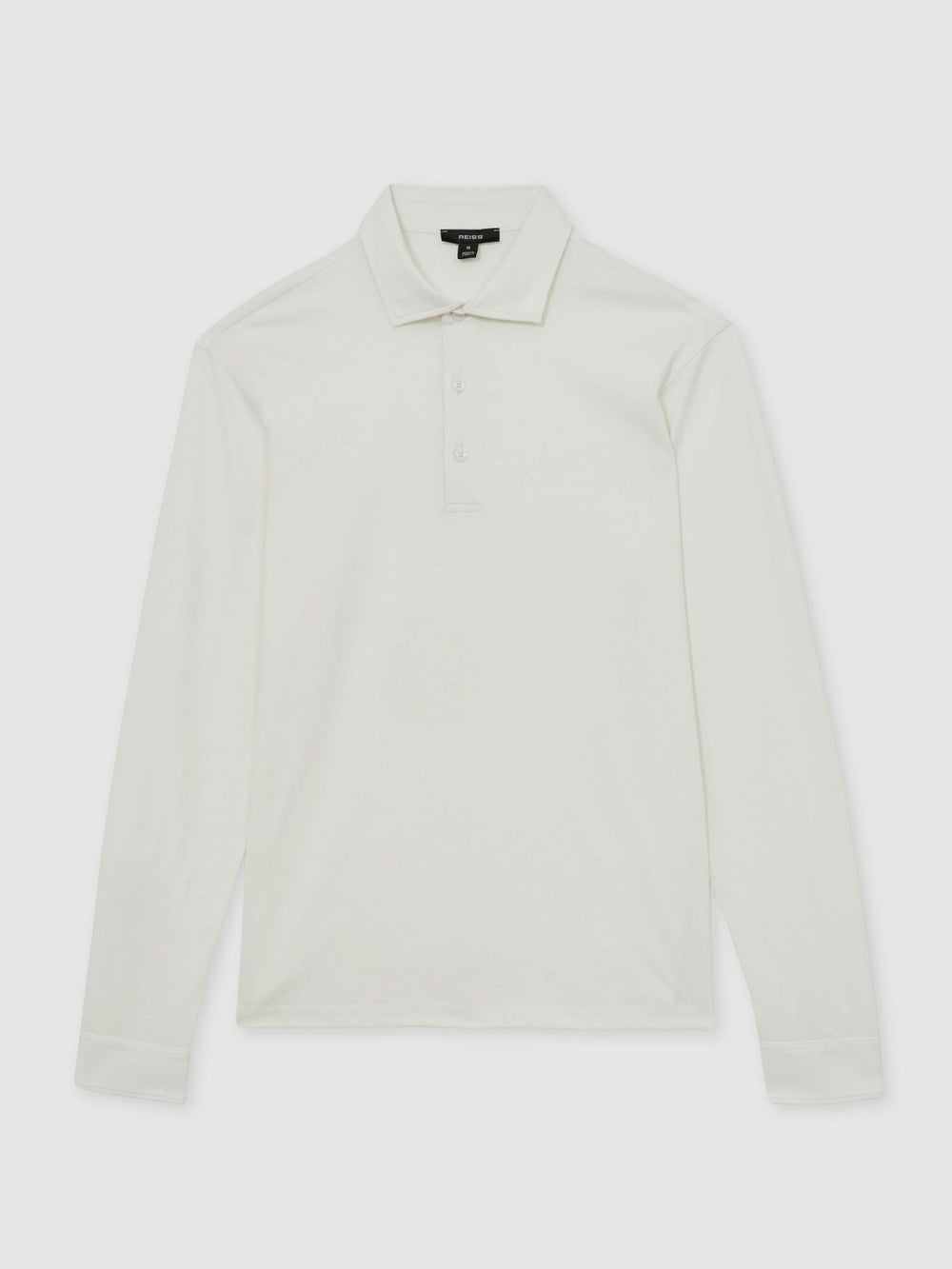 Cotton-Jersey Long Sleeve Polo Shirt White | Mens