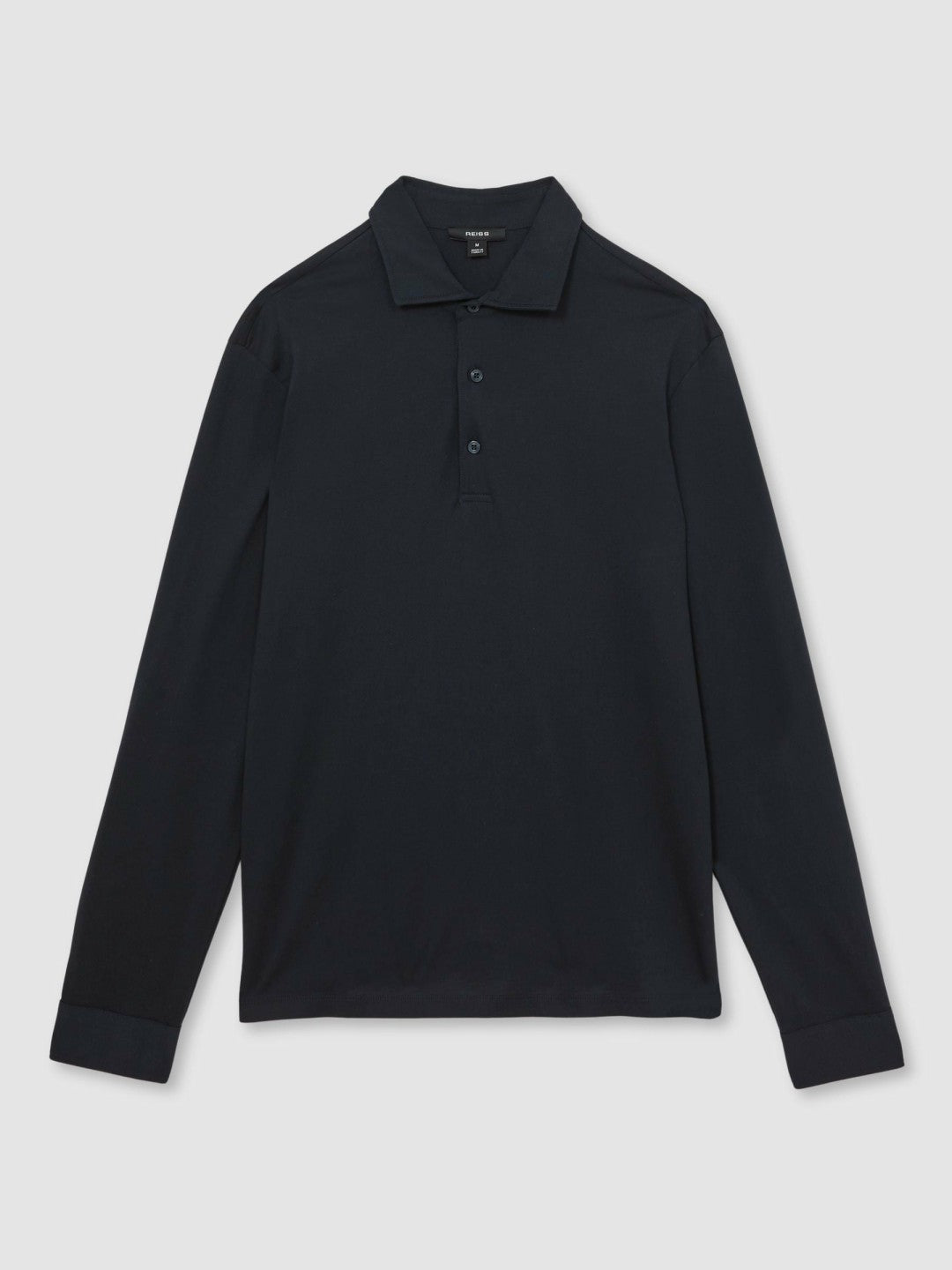 Cotton-Jersey Long Sleeve Polo Shirt Navy | Mens