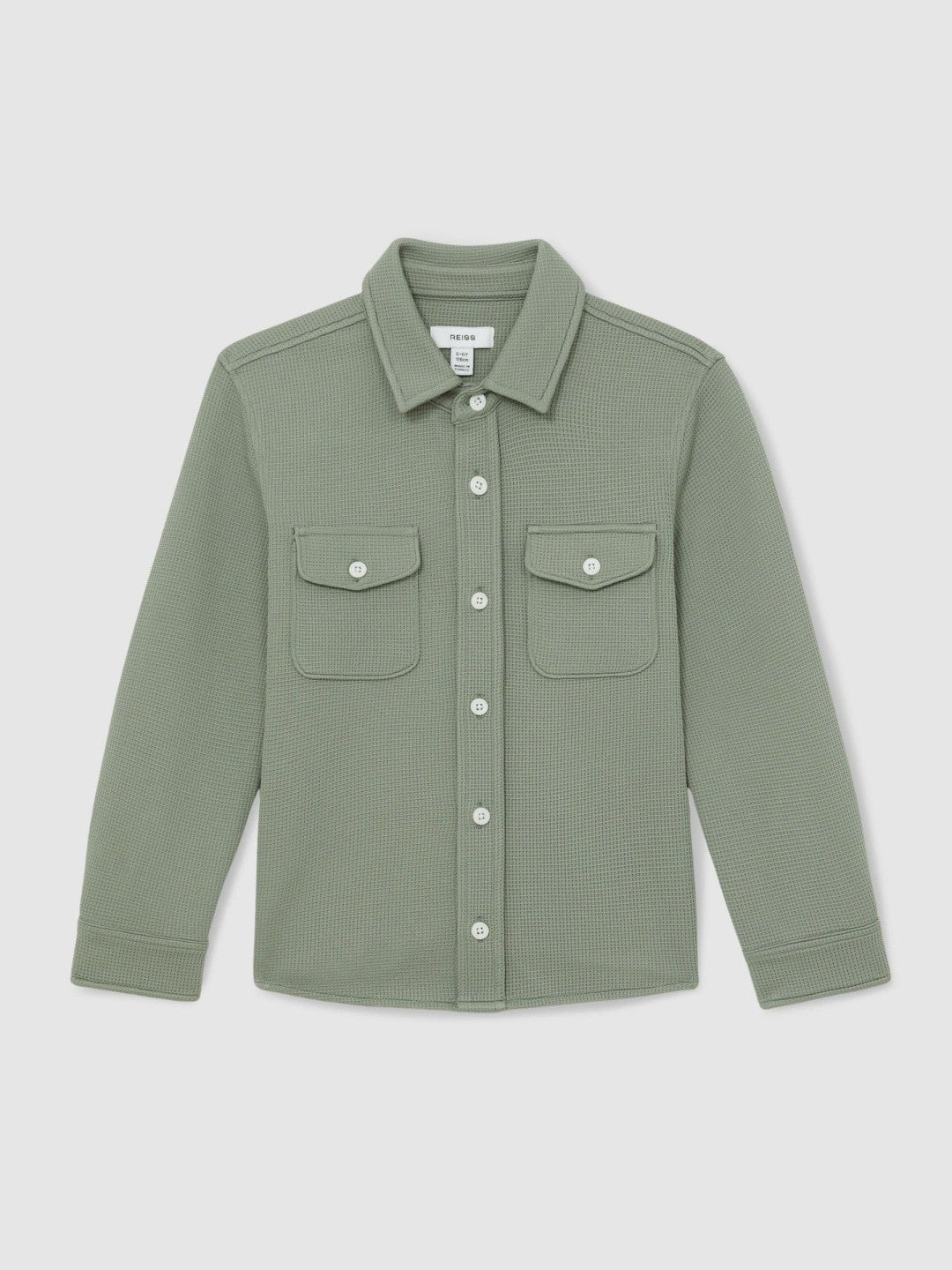 3-9 yrs Waffle-Textured Twin-Pocket Overshirt Sage | Children