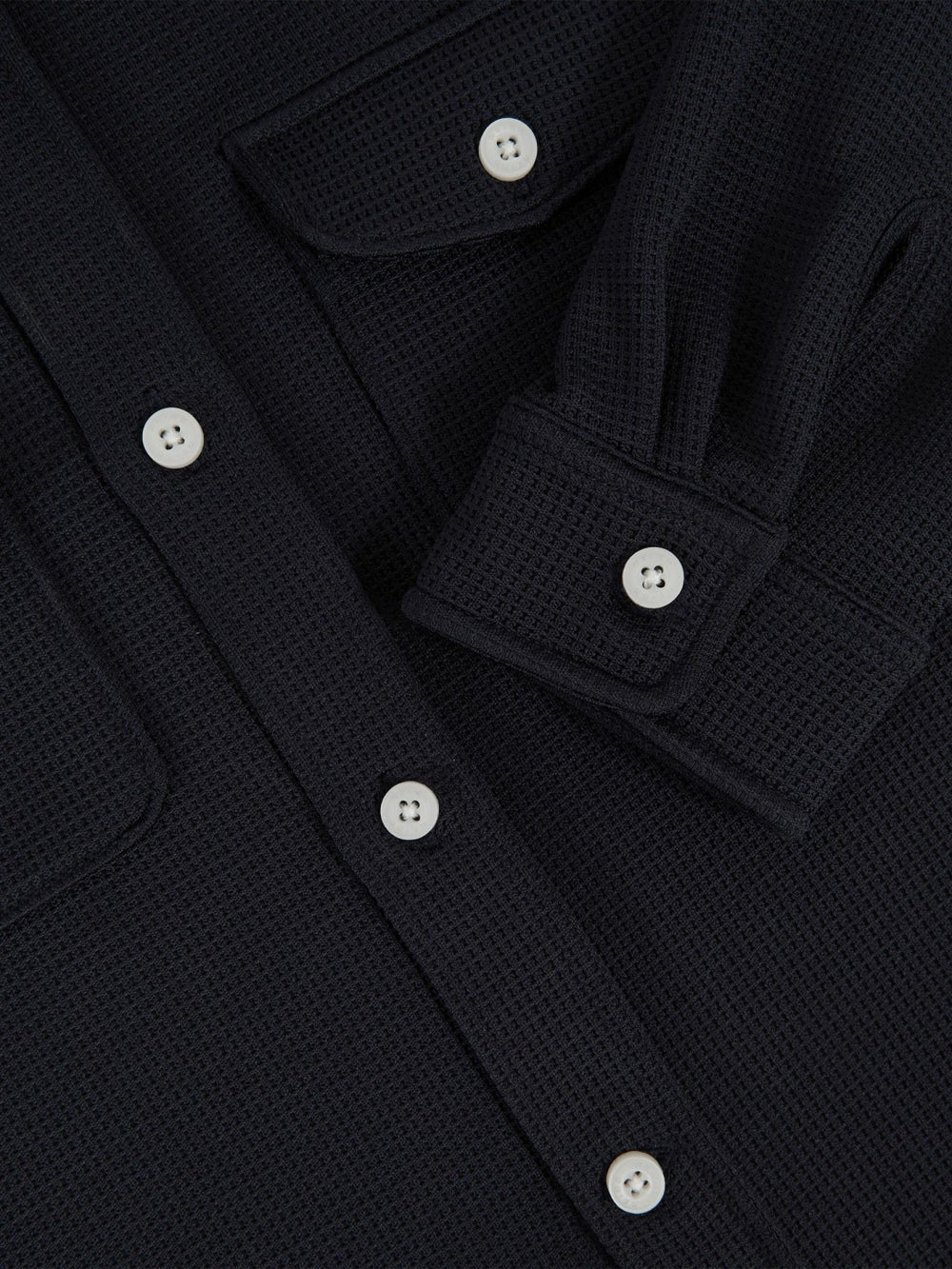 13-14 yrs Waffle-Textured Twin-Pocket Overshirt Navy | Children
