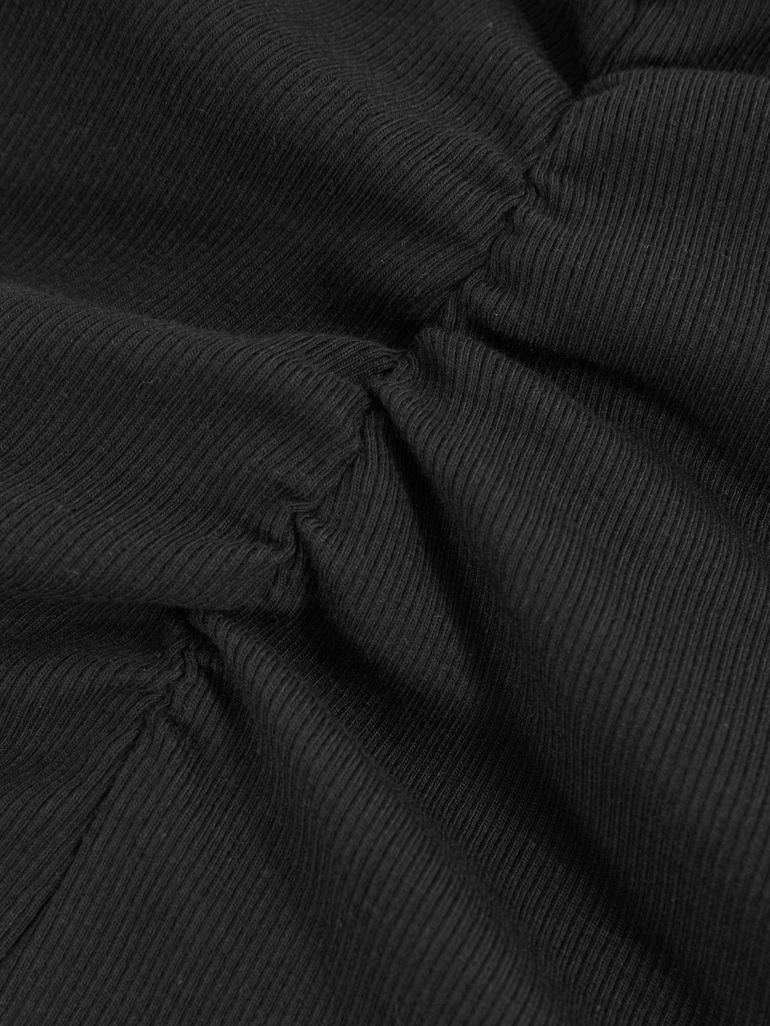 Cotton Long-Sleeve Ruched T-Shirt with Stretch Black | Womens