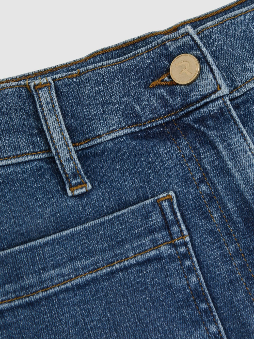 Petite Patch Pocket Wide Leg Jeans Mid Blue | Womens