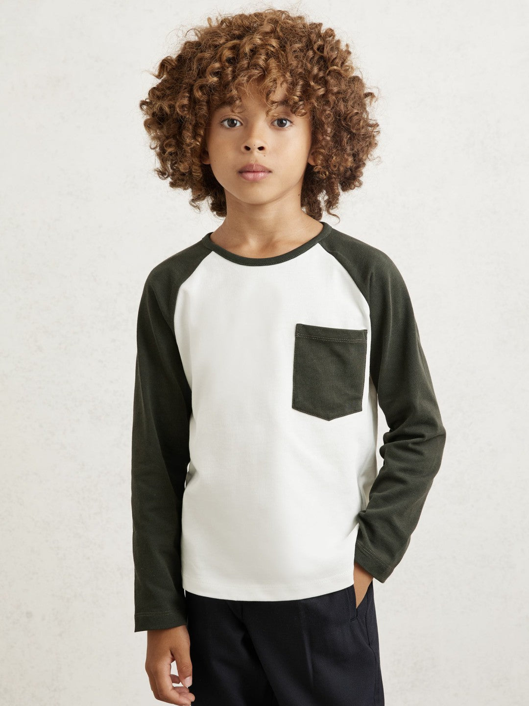 3-9 yrs Cotton Colour-Block Long-Sleeve T-Shirt Green | Children