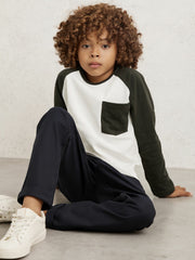 9-13 yrs Cotton Colour-Block Long-Sleeve T-Shirt Green | Children