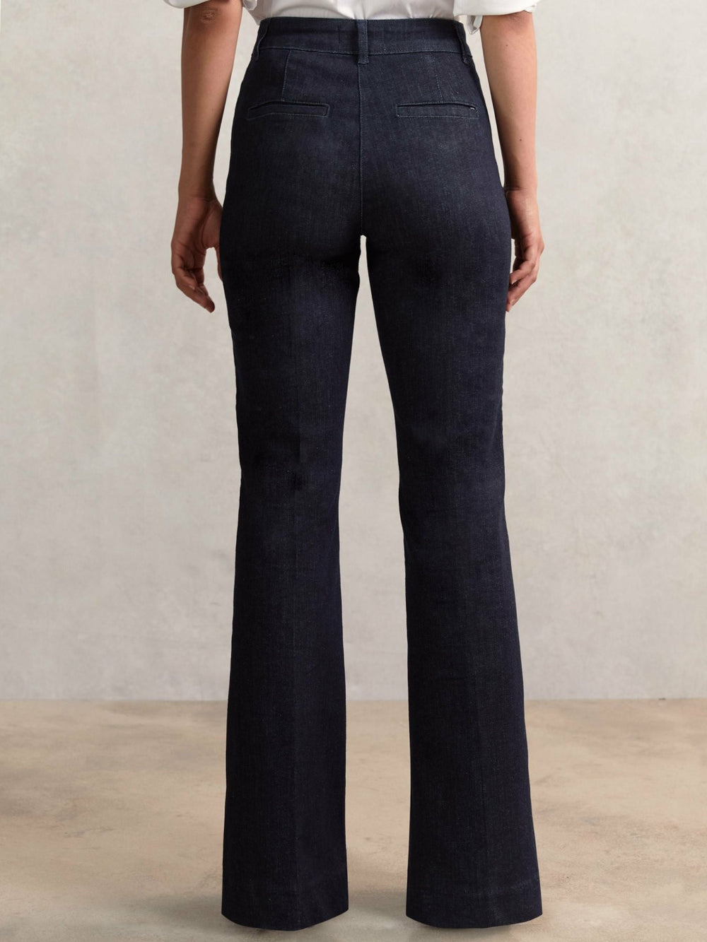 Petite Button-Detail High-Rise Flared Jeans Dark Blue | Womens